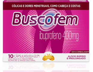 Embalagem de Buscofem em cápsulas Liqui-Gels™.
