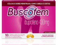 Embalagem de Buscofem com 10 cápsulas Liqui-Gels™.