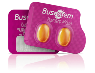 Embalagem de Buscofem com 2 cápsulas Liqui-Gels™.